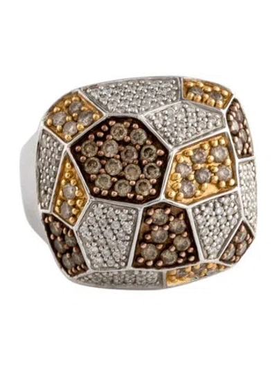 Pre-owned Ring 18k Diamond Cocktail  In Multicolor
