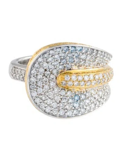 Pre-owned Ring 18k Diamond Cocktail  In Multicolor