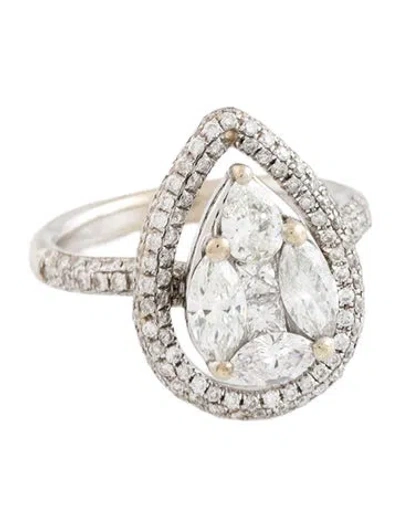 Pre-owned Ring 18k Diamond Cocktail  In Multicolor