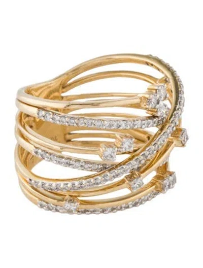 Pre-owned Ring 18k Diamond Crossover Band In Multi