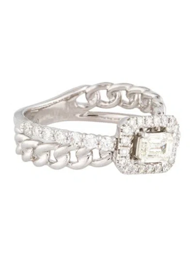 Pre-owned Ring 18k Diamond Cross-over Band In Multi