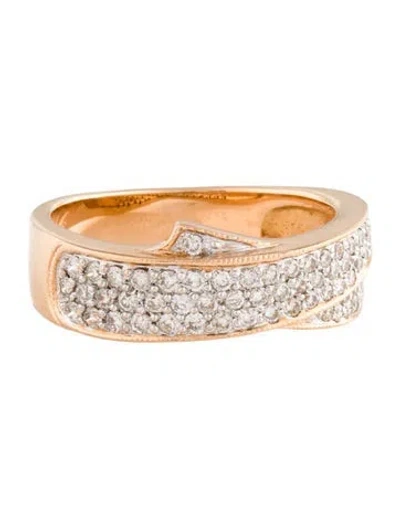 Pre-owned Ring 18k Diamond Crossover Band In Multi