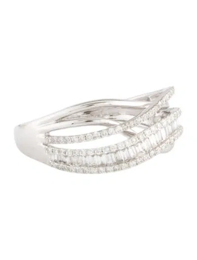Pre-owned Ring 18k Diamond Crossover Cocktail  In Multi