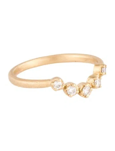 Pre-owned Ring 18k Diamond Curved Band In Multi