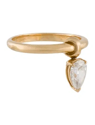 Pre-owned Ring 18k Diamond Dangle  In Multi