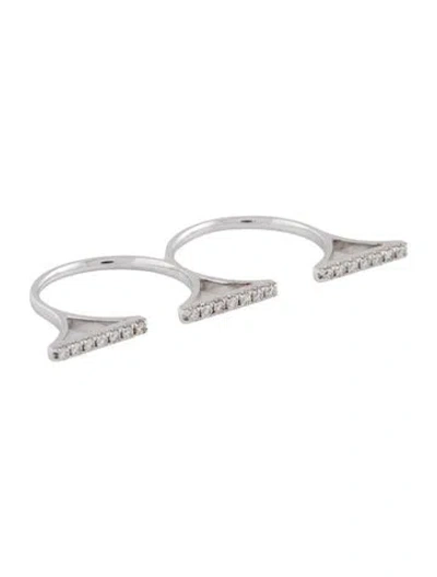Pre-owned Ring 18k Diamond Double Finger  In Multi