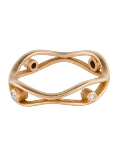 Pre-owned Ring 18k Diamond Double Row Wave  In Multi