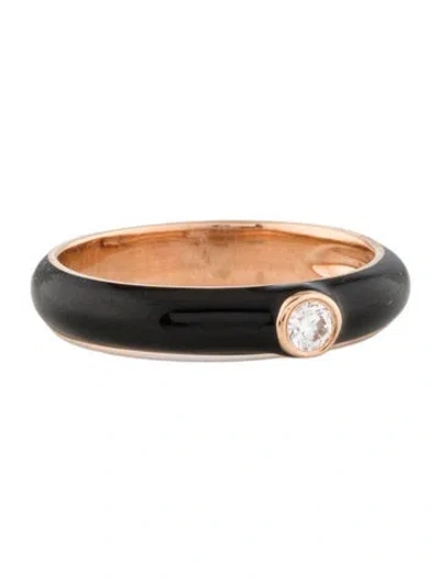 Pre-owned Ring 18k Diamond Enamel Band In Black