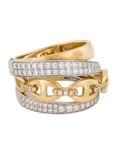 Pre-owned Ring 18k Diamond Equestrian Wide Band In Multi