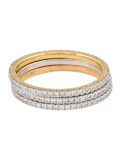 Pre-owned Ring 18k Diamond Eternity Band Stacking Set In Multi