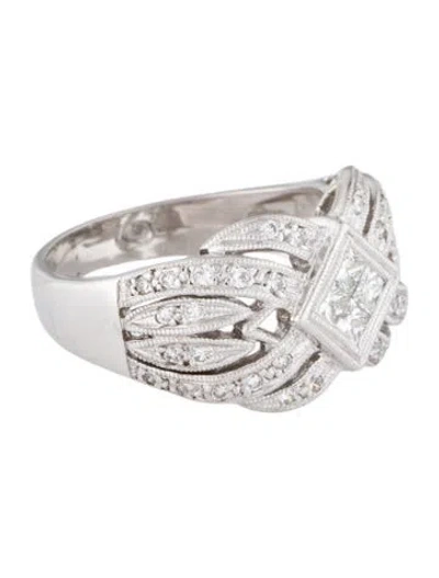 Pre-owned Ring 18k Diamond Filigree Cocktail  In Multi