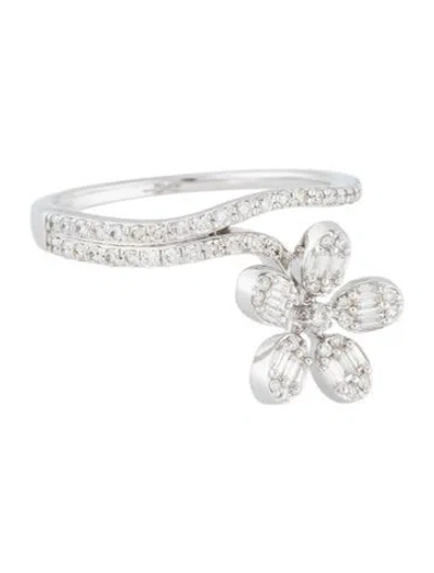 Pre-owned Ring 18k Diamond Flower Cocktail  In Multi