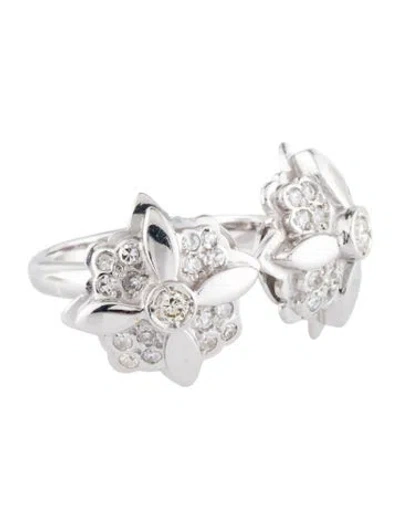 Pre-owned Ring 18k Diamond Flower Cocktail  In Multi
