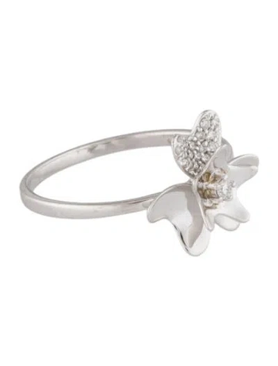 Pre-owned Ring 18k Diamond Flower Cocktail  In Multi