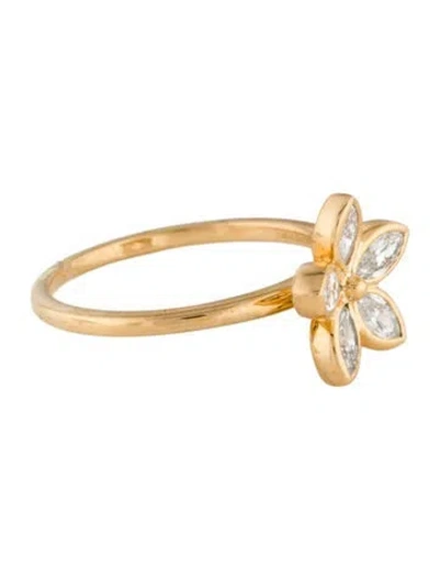 Pre-owned Ring 18k Diamond Flower Cocktail  In Multi