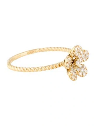 Pre-owned Ring 18k Diamond Flower Cocktail  In Multi