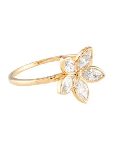 Pre-owned Ring 18k Diamond Flower Cocktail  In Multicolor