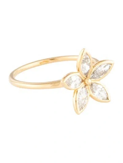 Pre-owned Ring 18k Diamond Flower Cocktail  In Multicolor