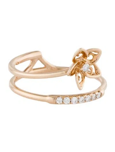 Pre-owned Ring 18k Diamond Flower  In Multi