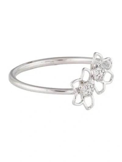 Pre-owned Ring 18k Diamond Flowers  In Multi