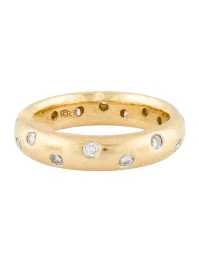 Pre-owned Ring 18k Diamond Flush Band  In Multi