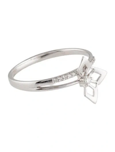 Pre-owned Ring 18k Diamond Half Flower Cocktail  In Multi