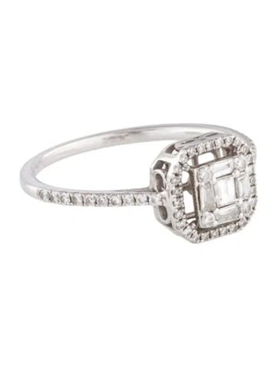 Pre-owned Ring 18k Diamond Halo Engagement  In Multi