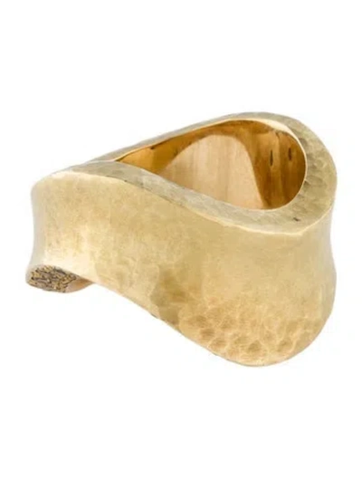 Pre-owned Ring 18k Diamond Hammered Wavy Band  In Multi