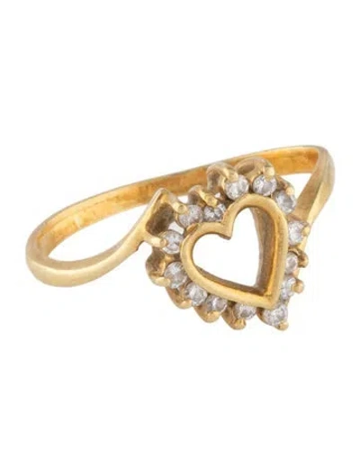 Pre-owned Ring 18k Diamond Heart Cocktail  In Multicolor