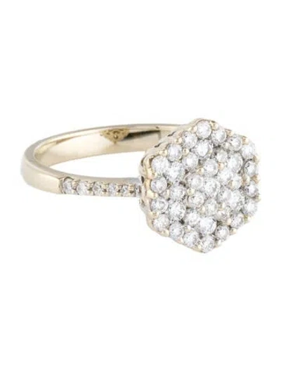 Pre-owned Ring 18k Diamond Hexagon Cluster  In Multi