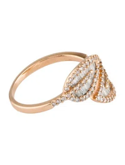 Pre-owned Ring 18k Diamond Leaf Bypass  In Multi