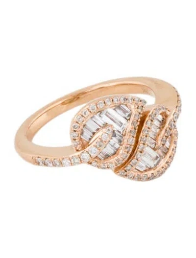 Pre-owned Ring 18k Diamond Leaf Cocktail  In Multi
