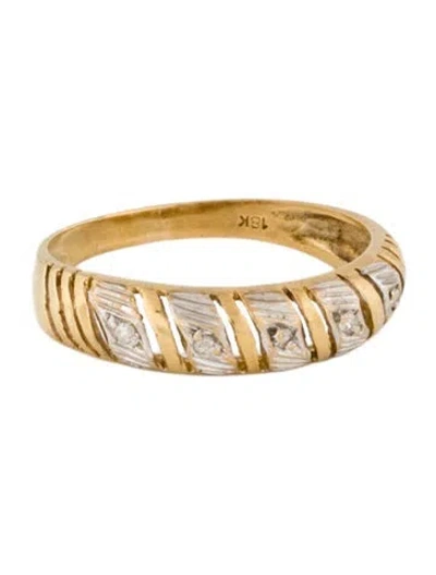 Pre-owned Ring 18k Diamond Lined Band In Multi