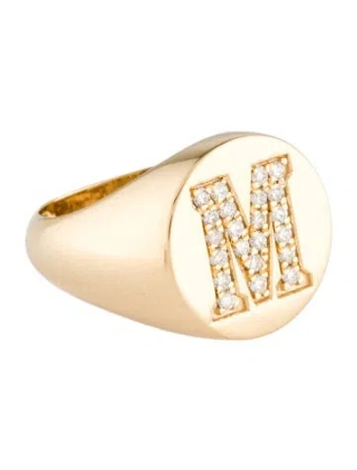 Pre-owned Ring 18k Diamond 'm' Initial Signet  In Multi