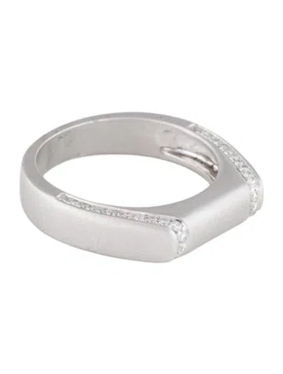 Pre-owned Ring 18k Diamond Matte Finish Band In Multi