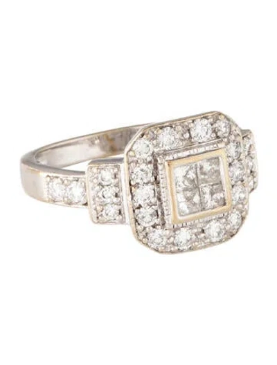 Pre-owned Ring 18k Diamond Milgrain Cocktail  In Multicolor