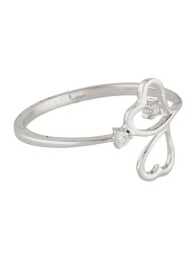 Pre-owned Ring 18k Diamond Open Double Heart  In Multi