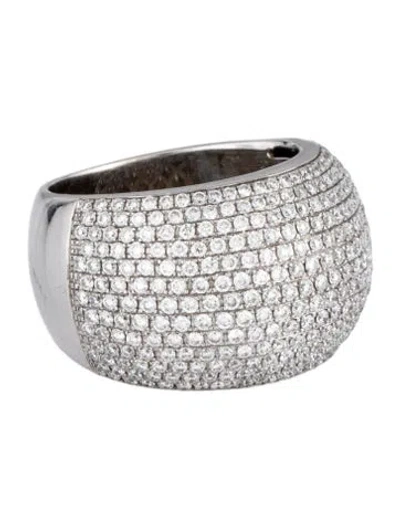 Pre-owned Ring 18k Diamond Pave Dome Band In Multi