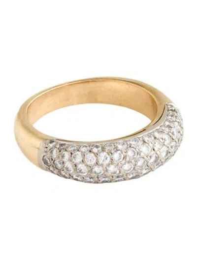 Pre-owned Ring 18k Diamond Pave Dome Band In Multi