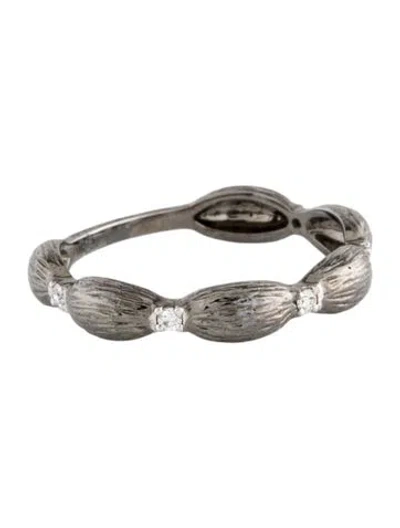 Pre-owned Ring 18k Diamond Scalloped Band In Multi
