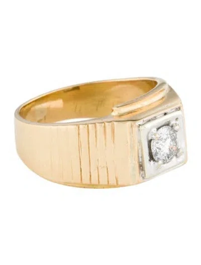 Pre-owned Ring 18k Diamond Signet  In Multi