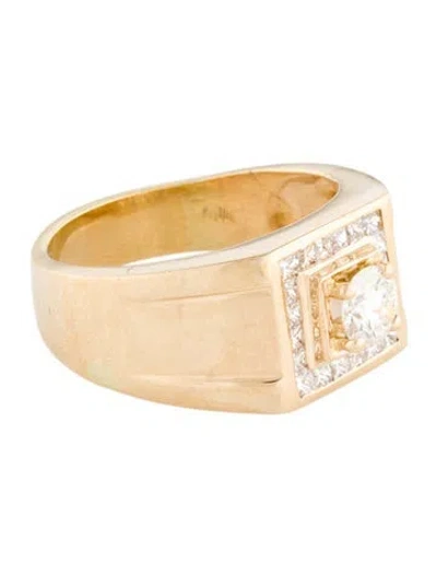 Pre-owned Ring 18k Diamond Signet  In Multi