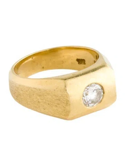 Pre-owned Ring 18k Diamond Signet  In Multi