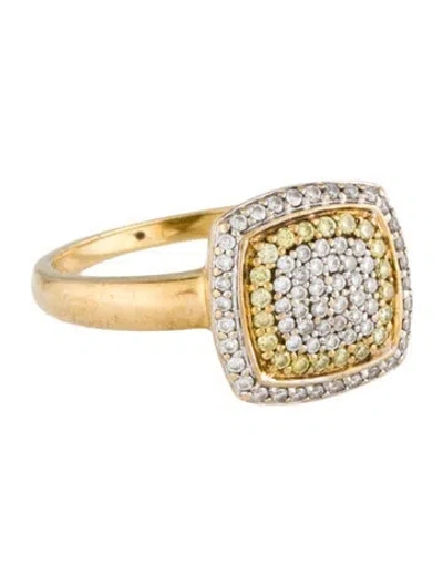 Pre-owned Ring 18k Diamond Square Cluster Cocktail  In Multi