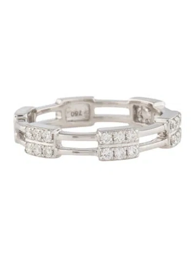 Pre-owned Ring 18k Diamond Station Band In Multi