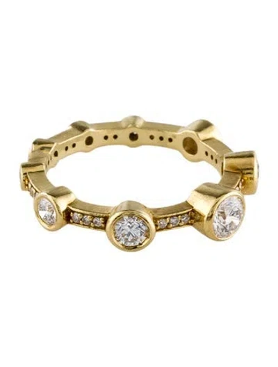 Pre-owned Ring 18k Diamond Station Band In Multi
