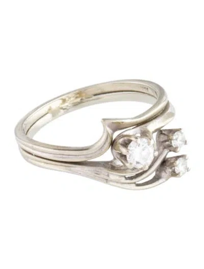 Pre-owned Ring 18k Diamond Swirled Band  In Multi