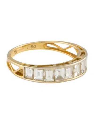 Pre-owned Ring 18k Diamond Tapered Band In Multi