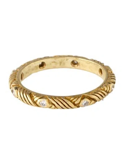 Pre-owned Ring 18k Diamond Textured Band In Multicolor