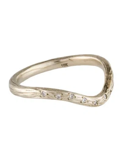 Pre-owned Ring 18k Diamond Textured Contour Wedding Band In Multi